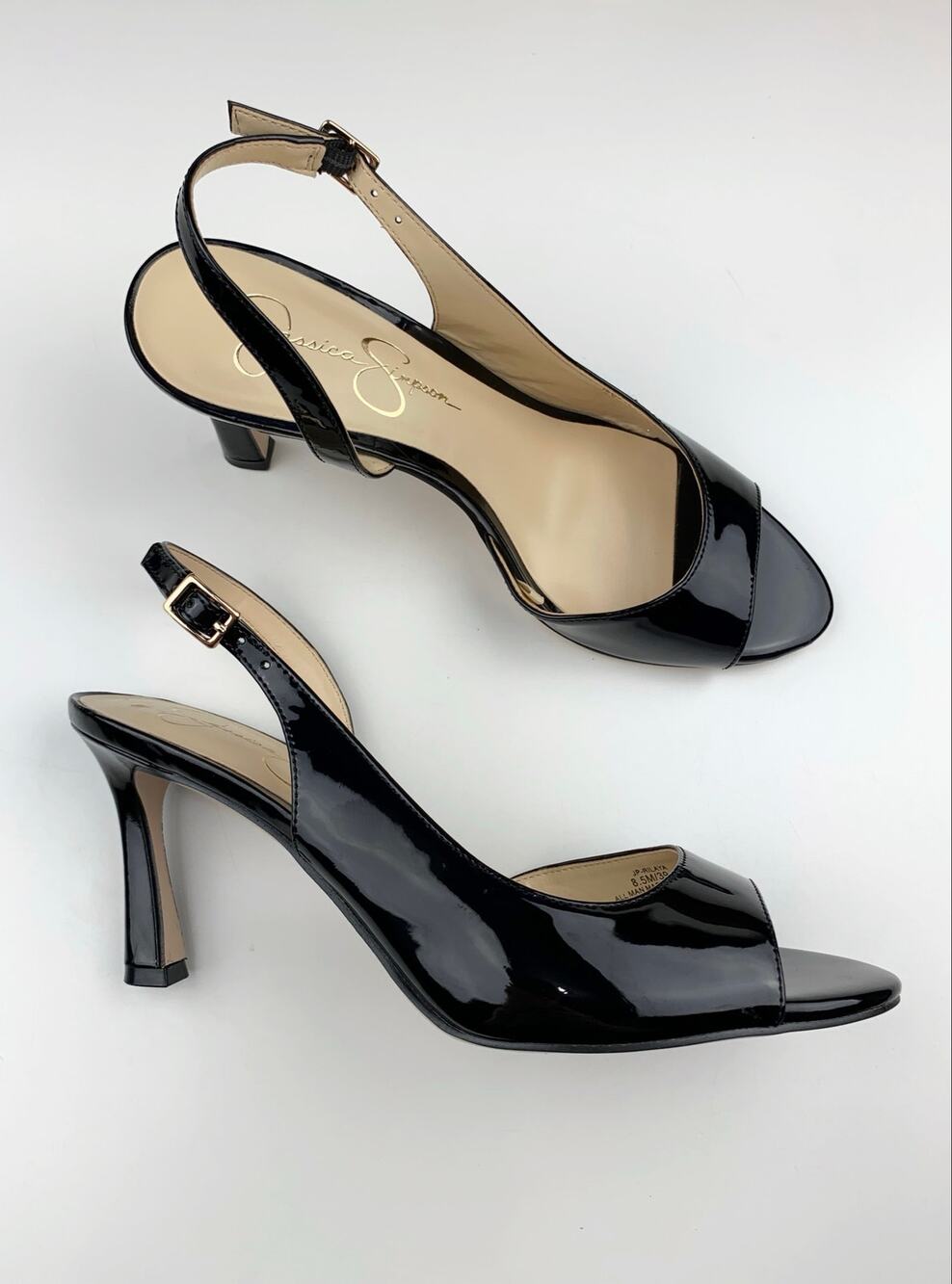Jessica Simpson Rilaya Heels Dress Sandals Black Peep Toe Slingback Women's 8.5